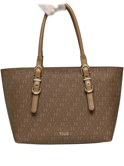 Tous Monogram Buckle Tote Bag In Brown