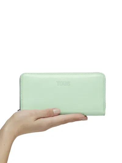 Tous New Dorp Embossed Zip-around Wallet In Green