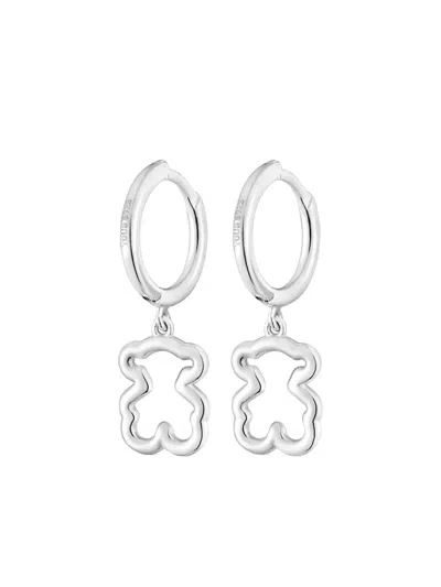 Tous New Silueta Bear Hoop Earrings In Silver