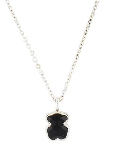 Pre-owned Tous Onyx Bear Pendant Necklace, 17.5" In Multi