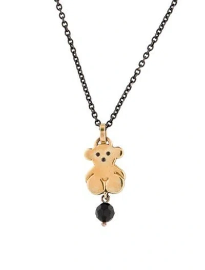 Pre-owned Tous Onyx Bear Pendant Necklace, 17.5" In Multi