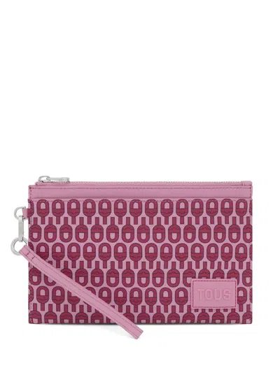 Tous Patterned Wristlet Wallet In Pink
