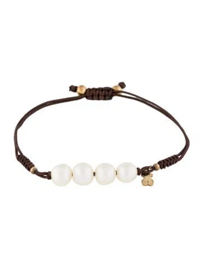 Pre-owned Tous Peal Bead Bracelet, 8.5", 8.5" In Brown