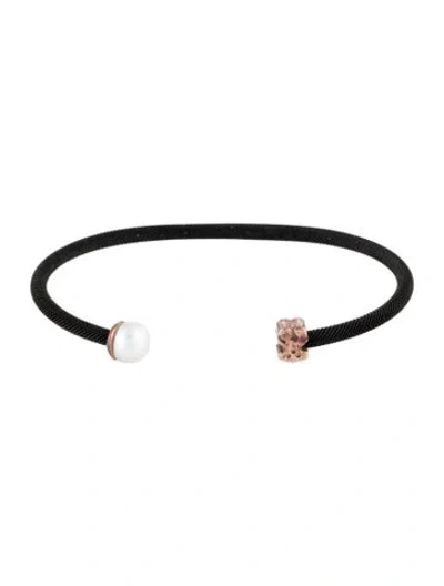 Pre-owned Tous Pearl Icon Mesh Cuff, 8" In Black