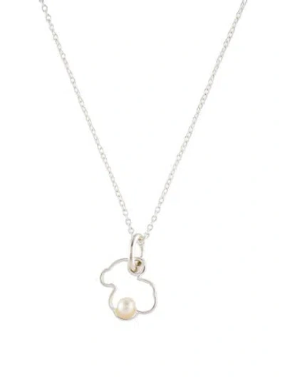 Pre-owned Tous Pearl Silueta Pendant Necklace, 17.5" In Multi