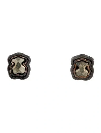 Pre-owned Tous Pyrite Bear Stud Earrings In Multi