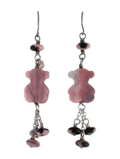 Pre-owned Tous Rhodonite Bear Drop Earrings In Multi