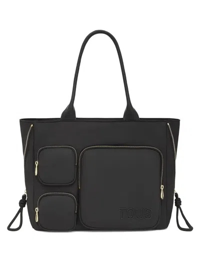 Tous Roomy Zip-pocket Tote Bag In Black