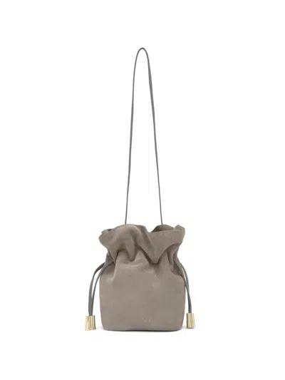 Tous Small Heritage Drawstring Bucket Bag In Gray