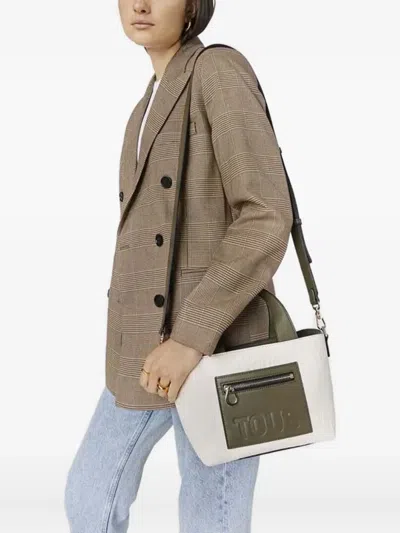 Tous Small Nanda Debossed-logo Tote Bag In Neutral