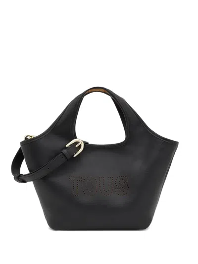 Tous Small Perforated-logo Tote Bag In Black