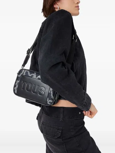 Tous Small Reporter Embossed-logo Cross-body Bag In Black