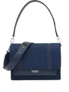 Tous Topstitch-detail Flap-closure Satchel Bag In Blue