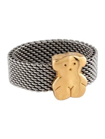 Pre-owned Tous Two-tone Bear Mesh Ring In Multicolor
