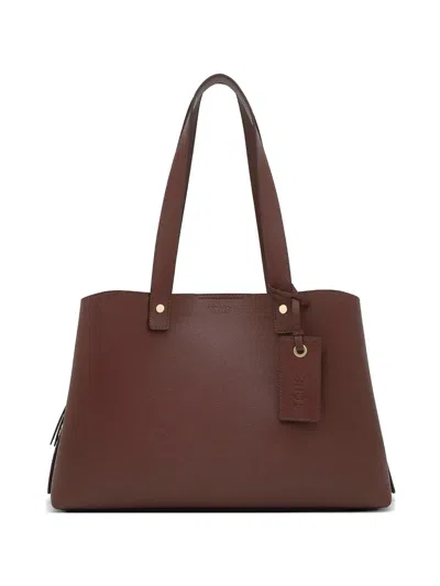 Tous Zip Tag Tote Bag In Brown