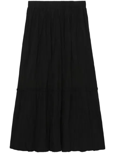 Tout A Coup A-line Tiered Midi Skirt In Black