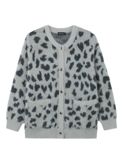 Tout A Coup Animal-pattern Pocket Cardigan In Gray