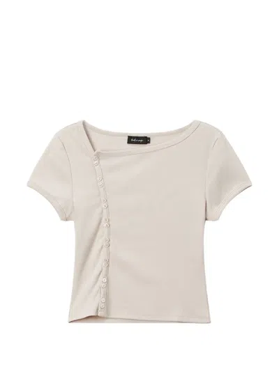 Tout A Coup Asymmetric Button-fastening T-shirt In Multi