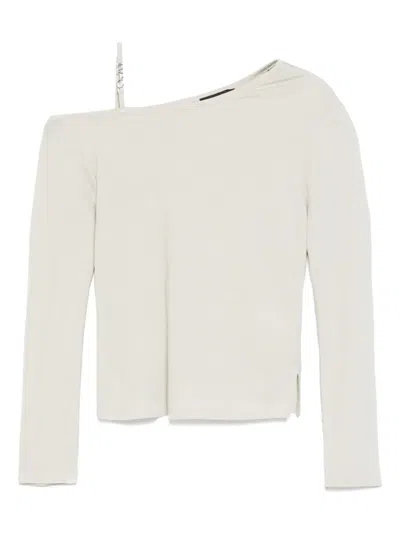 Tout A Coup Asymmetric-neck Top In Neutral