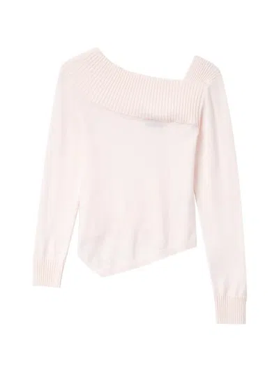 Tout A Coup Asymmetric Ribbed-knit Sweater In Pink