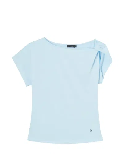 Tout A Coup Asymmetric Twisted-shoulder T-shirt In Blue