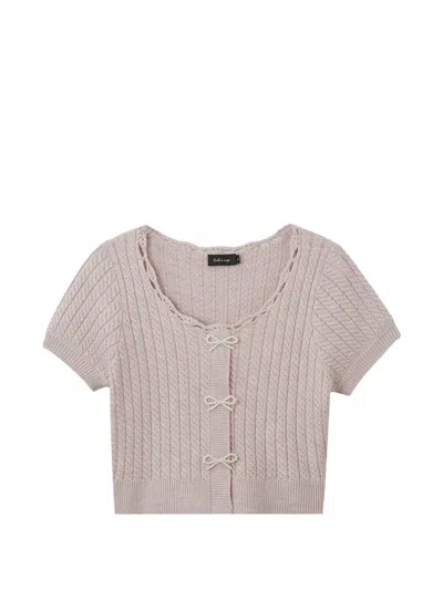 Tout A Coup Bow Appliqué Knitted Top In Pink