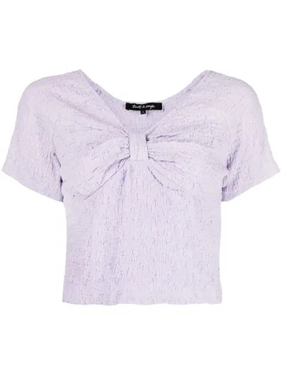 Tout A Coup Bow-detailing Short-sleeve Top In Purple