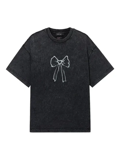 Tout A Coup Bow Print T-shirt In Grey