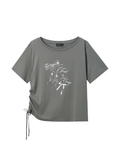 Tout A Coup Bow-print T-shirt In Gray