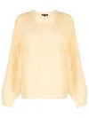 Tout A Coup Brushed-effect Ribbed-knit Jumper In Yellow