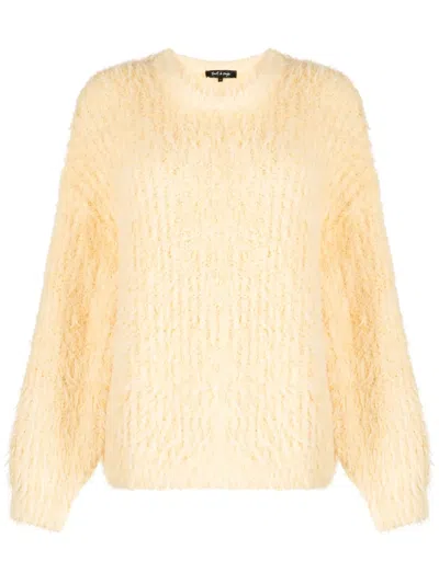 Tout A Coup Brushed-effect Ribbed-knit Jumper In Yellow