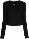 Tout A Coup Buckle-detail Cut-out Cropped Top In Schwarz