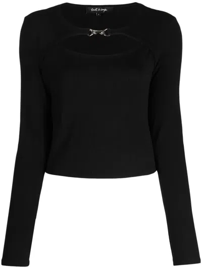 Tout A Coup Buckle-detail Cut-out Cropped Top In Schwarz