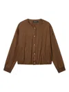 Tout A Coup Button-detailed Elastic-hem Jacket In Brown