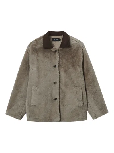 Tout A Coup Button Faux Jacket In Brown