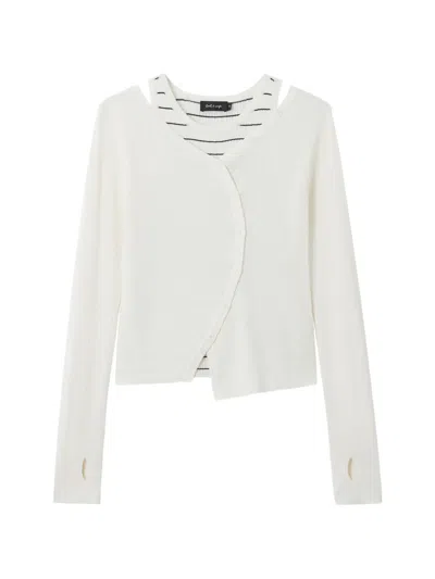 Tout A Coup Button Ribbed Cardigan In White