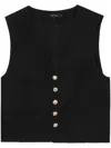 Tout A Coup Button-up Textured Waistcoat In Black