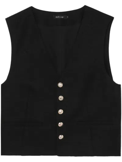 Tout A Coup Button-up Textured Waistcoat In Black