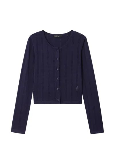 Tout A Coup Buttoned Knitted Cardigan In Blue