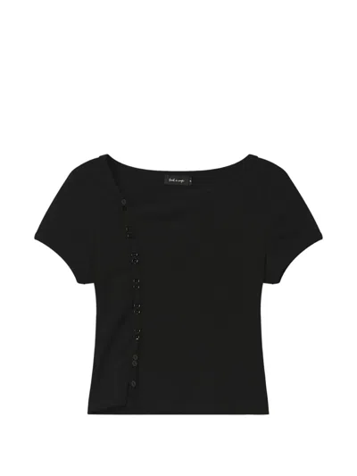 Tout A Coup Button-fastening Ribbed T-shirt In Black