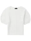 Tout A Coup Cable-knit Short-sleeve Cardigan In White