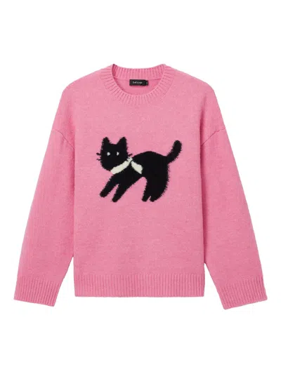 Tout A Coup Cat-detail Sweater In Pink