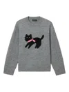 Tout A Coup Cat-embellishment Crew-neck Sweater In Gray