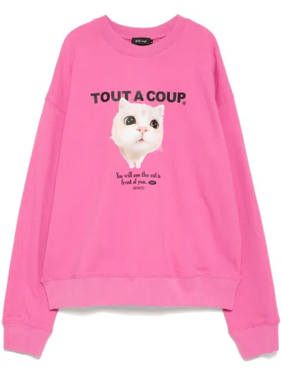 Tout A Coup Cat-print Sweatshirt In Pink