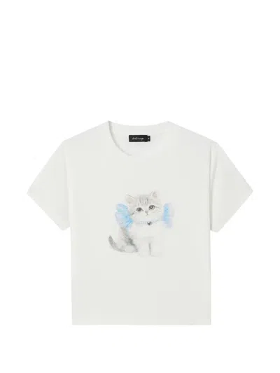 Tout A Coup Cat-print Ribbed T-shirt In Purple