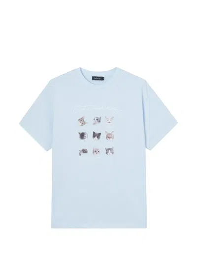 Tout A Coup Cat-print T-shirt In Blue