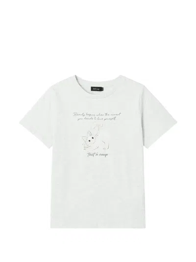 Tout A Coup Cat-print T-shirt In Gray