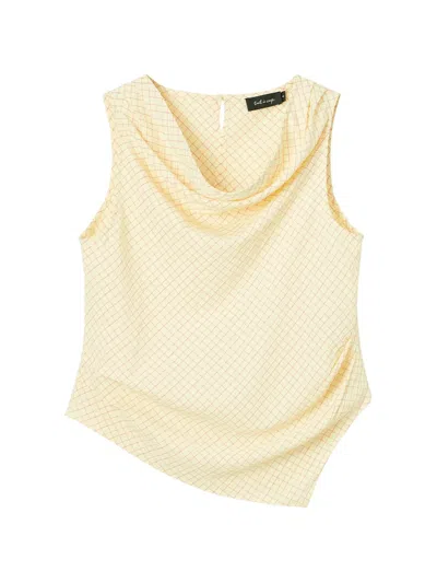 Tout A Coup Check Cowl-neck Top In Yellow