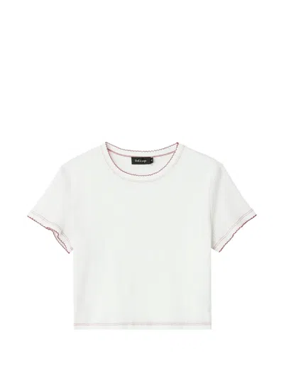 Tout A Coup Contrast-stitch T-shirt In White