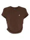Tout A Coup Crew Neck Logo-embroidered Top In Brown